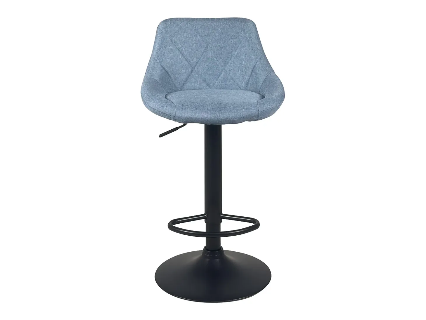 Juego de 2 sillas de bar, asiento acolchado de tela matelassé, giratorio, altura ajustable, base negra LUTI (azul)