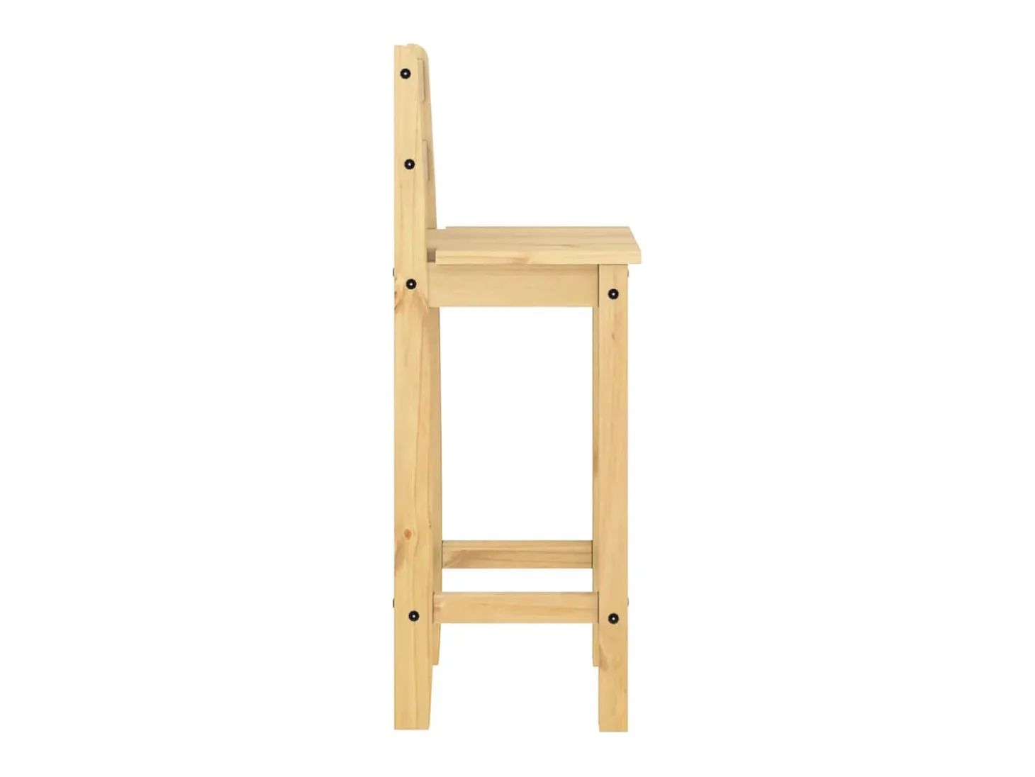Juego de 2 sillas de bar de madera maciza de pino