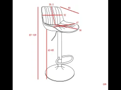 Juego de 2 taburetes de bar giratorios - altura ajustable y giro de 360° - terciopelo negro