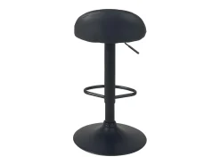 Juego de 2 taburetes de bar para cocina, asiento de cuero sintético, pequeño respaldo, giratorio, altura ajustable, base negra SATI+ (negro)