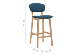 Juego de 2 taburetes de bar de tela azul
