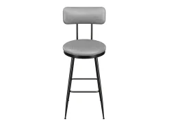 Juego de 4 taburetes de bar, silla alta de cocina con reposapiés y respaldo, para comedor y cocina, piel sintética, color gris