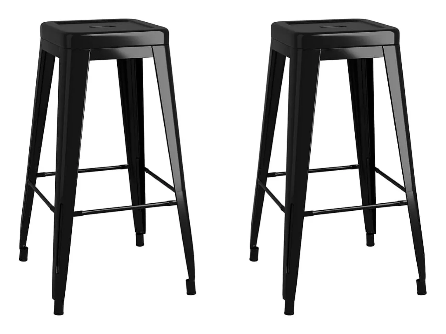 Juego de 2 taburetes de bar apilables de metal negro