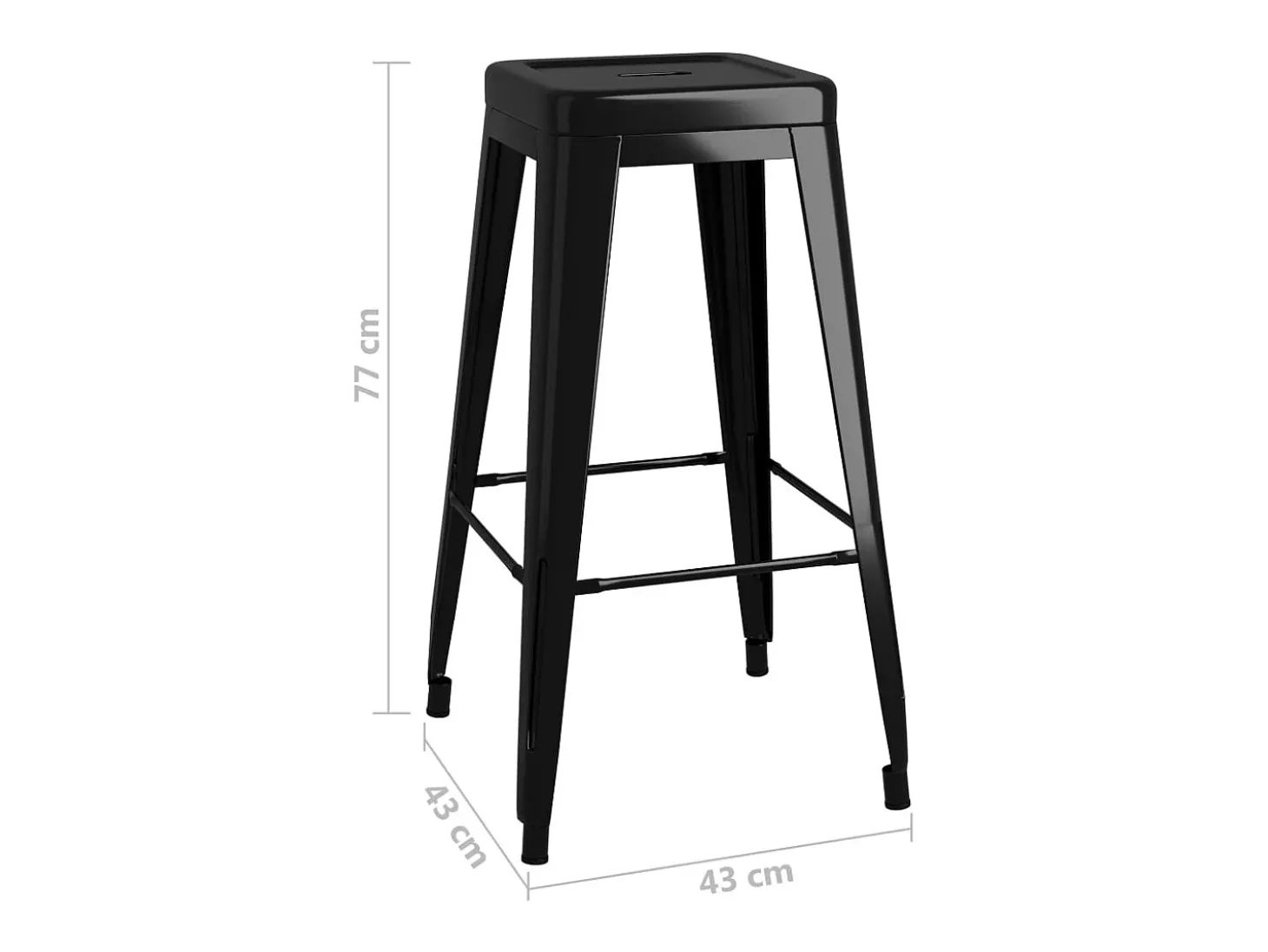 Juego de 2 taburetes de bar apilables de metal negro