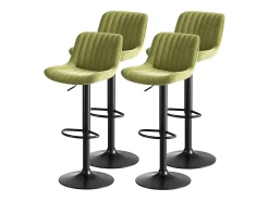 Juego de 4 taburetes de bar giratorios - altura ajustable y giro de 360° - terciopelo verde