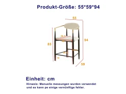 Juego de 2 taburetes de bar con reposabrazos - Tejido beige - Estructura de metal marrón y dorado