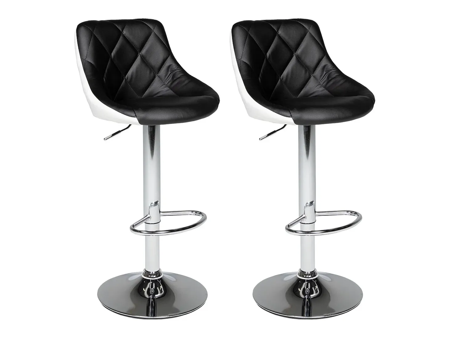 Juego de 2 taburetes de bar en blanco y negro JASPER