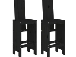 Juego de 2 Taburetes de cocina madera maciza pino negro 40x42x120 cm ES32400