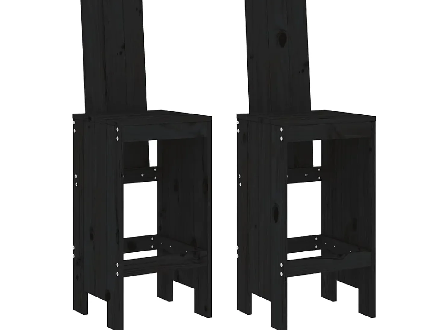 Juego de 2 Taburetes de cocina madera maciza pino negro 40x42x120 cm ES32400