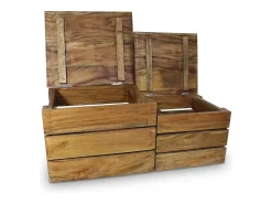 Juego de cajas de almacenaje 2 pzas madera maciza reciclada ES811655