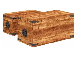 Juego de cofres de almacenamiento 2 uds madera de mango rugosa