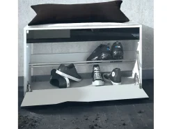 Juego de Guardarropa Hanko: Incluye 1 Banco para Zapatos, 1 Perchero y 1 Espejo de Pared, blanco mate/burdeos de alto brillo