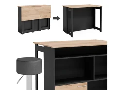 Juego de mesa de bar oro power roble/antracita 116x37x90.5 dominic