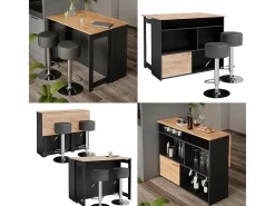 Juego de mesa de bar oro power roble/antracita 116x37x90.5 dominic