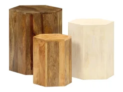 Juego de mesa de centro de 3 piezas Madera maciza de mango