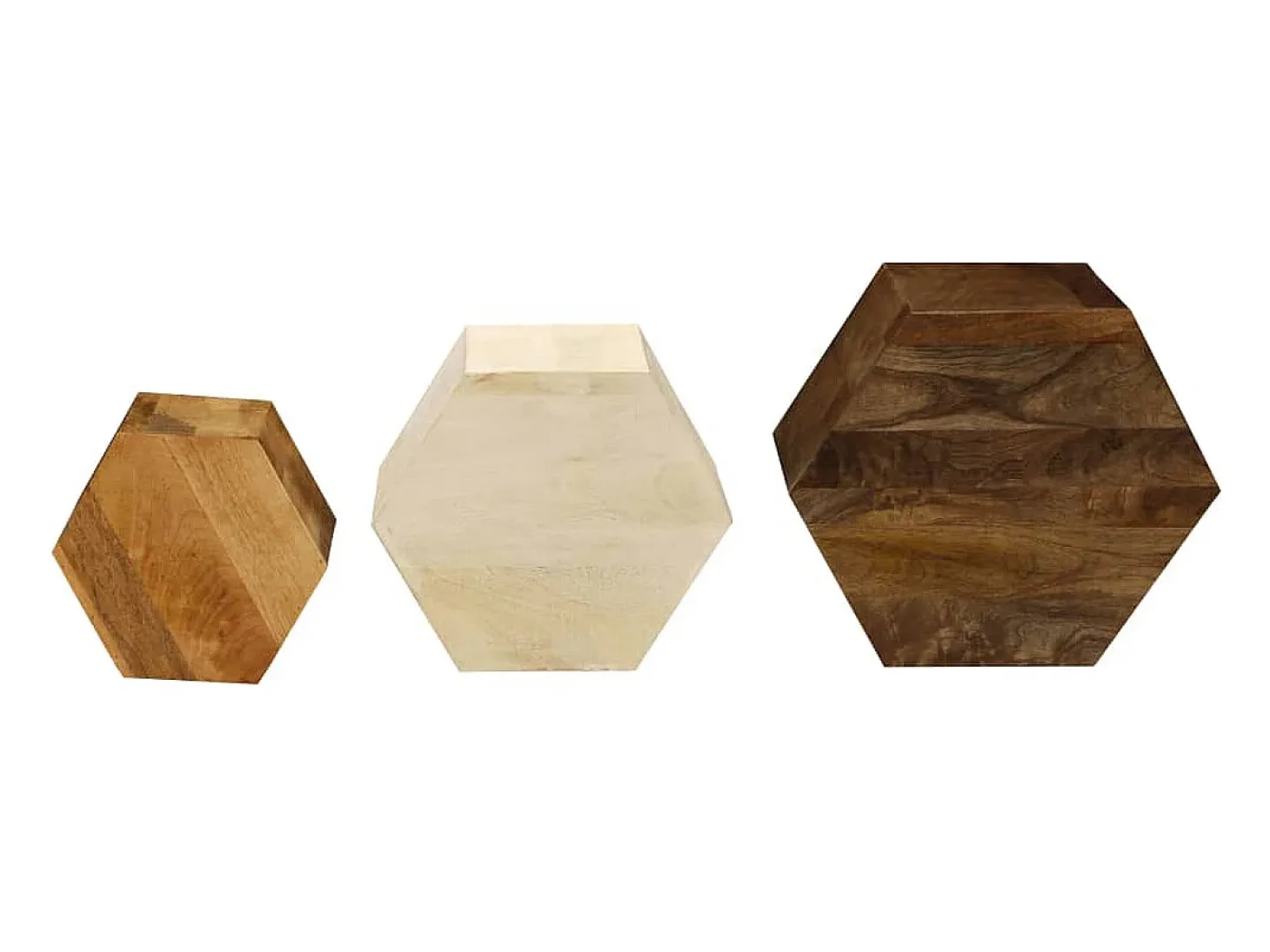 Juego de mesa de centro de 3 piezas Madera maciza de mango