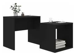 Juego de mesas de centro madera contrachapada negro 48x30x45cm
