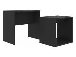 Juego de mesas de centro madera contrachapada negro 48x30x45cm