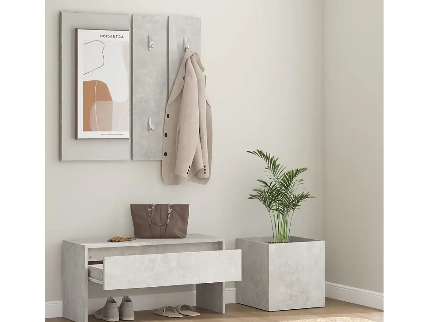 Juego de muebles recibidor madera contrachapada hormigón gris ES286525