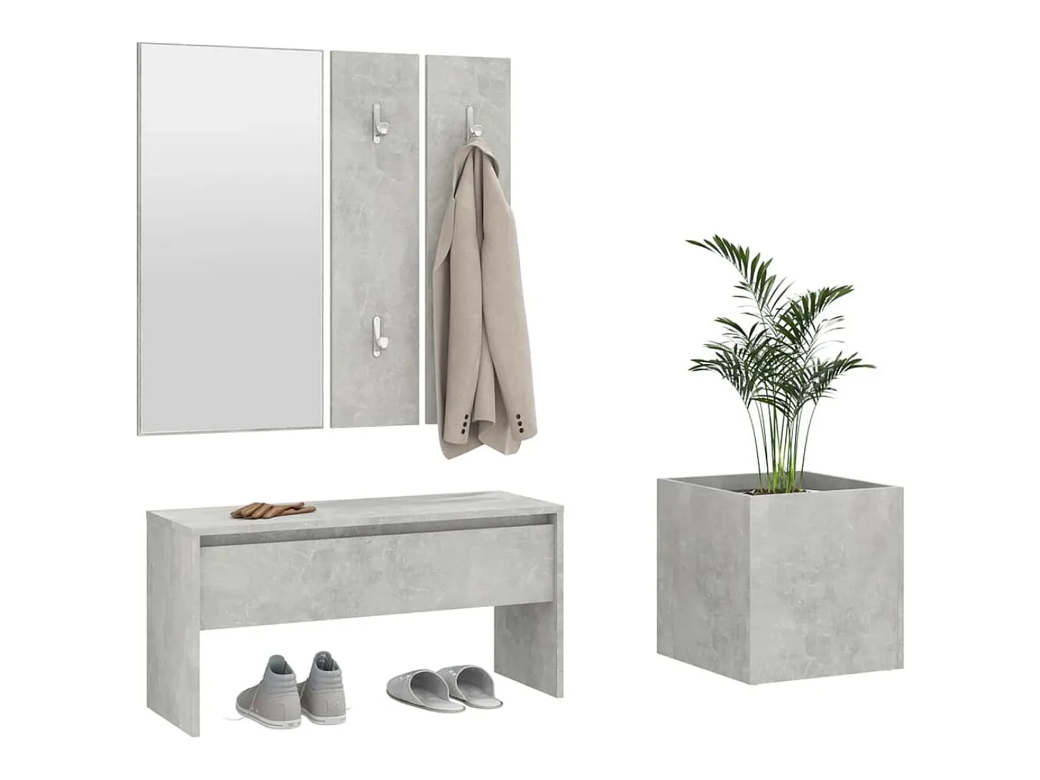 Juego de muebles recibidor madera contrachapada hormigón gris ES286525