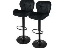 Juego 2x taburetes de bar negro sillas con respaldo asientos ajustables 63-83 cm