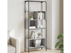 Jytte Librería 5 estantes madera ingeniería gris Sonoma 76x33x188,5cm