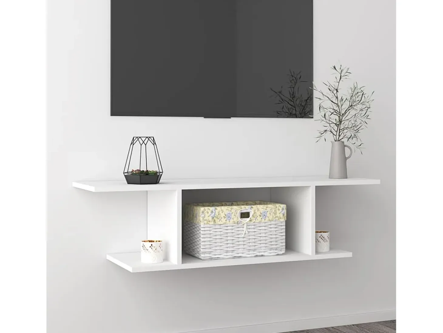 Kiandra Mueble de pared para TV blanco 103x30x26,5 cm