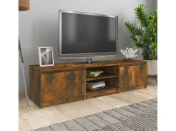 Kingman Mueble para TV madera contrachapada roble ahumado 140x40x35,5cm