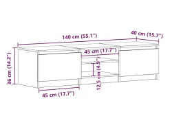 Kingman Mueble para TV madera contrachapada roble ahumado 140x40x35,5cm