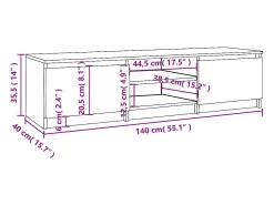 Kingman Mueble para TV madera contrachapada roble ahumado 140x40x35,5cm