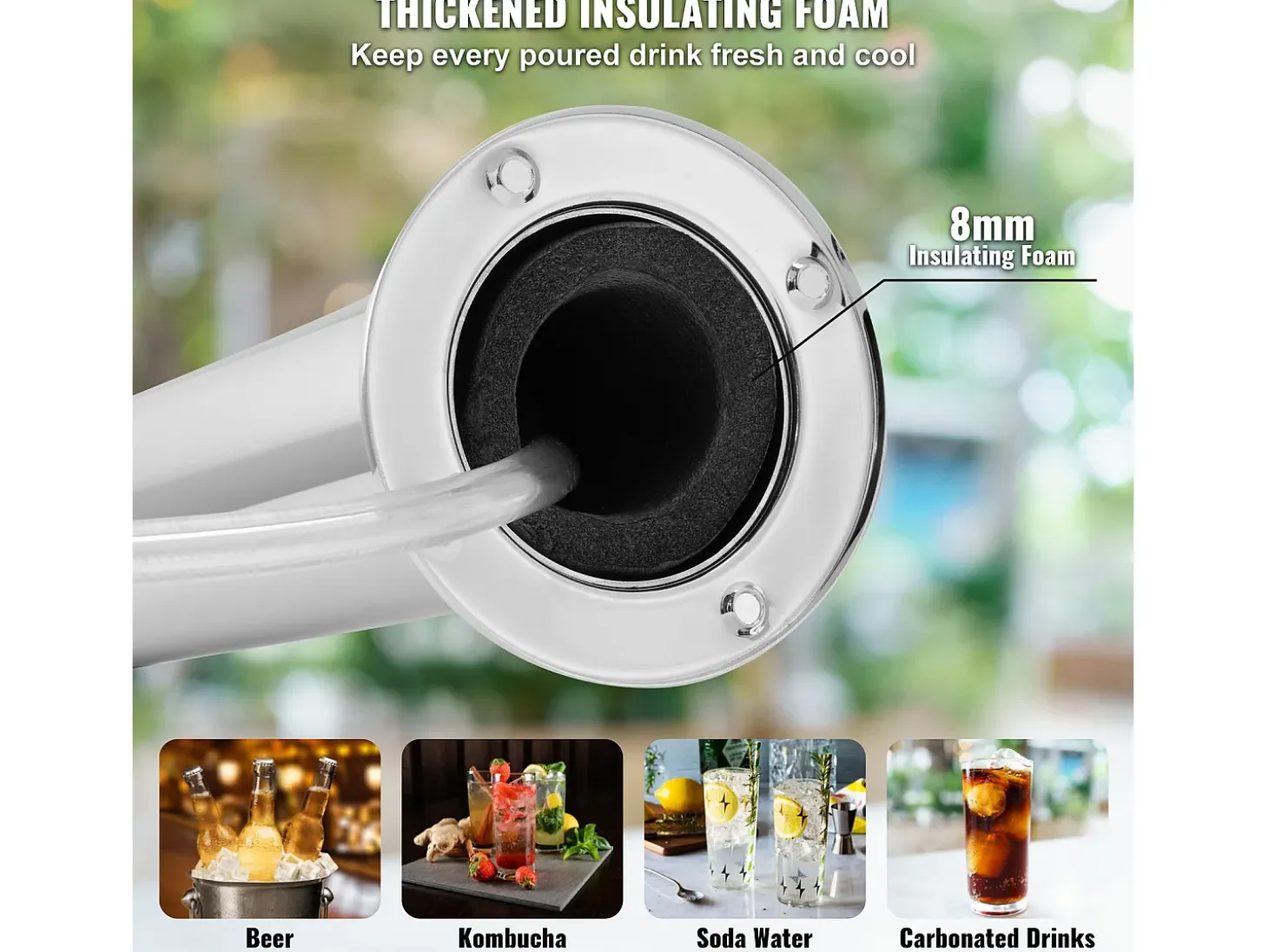 Kit de Columna de Cerveza SucceBuy, Kit de Columna de Cerveza con Doble Grifo, Distribuidor de Cerveza y Bebidas de Acero Inoxidable, para Bar Restaurante