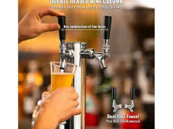 Kit de Columna de Cerveza SucceBuy, Kit de Columna de Cerveza con Doble Grifo, Distribuidor de Cerveza y Bebidas de Acero Inoxidable, para Bar Restaurante