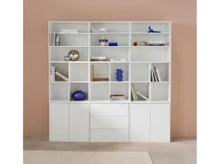 Kit estantería o biblioteca modular con 9 secciones blanco