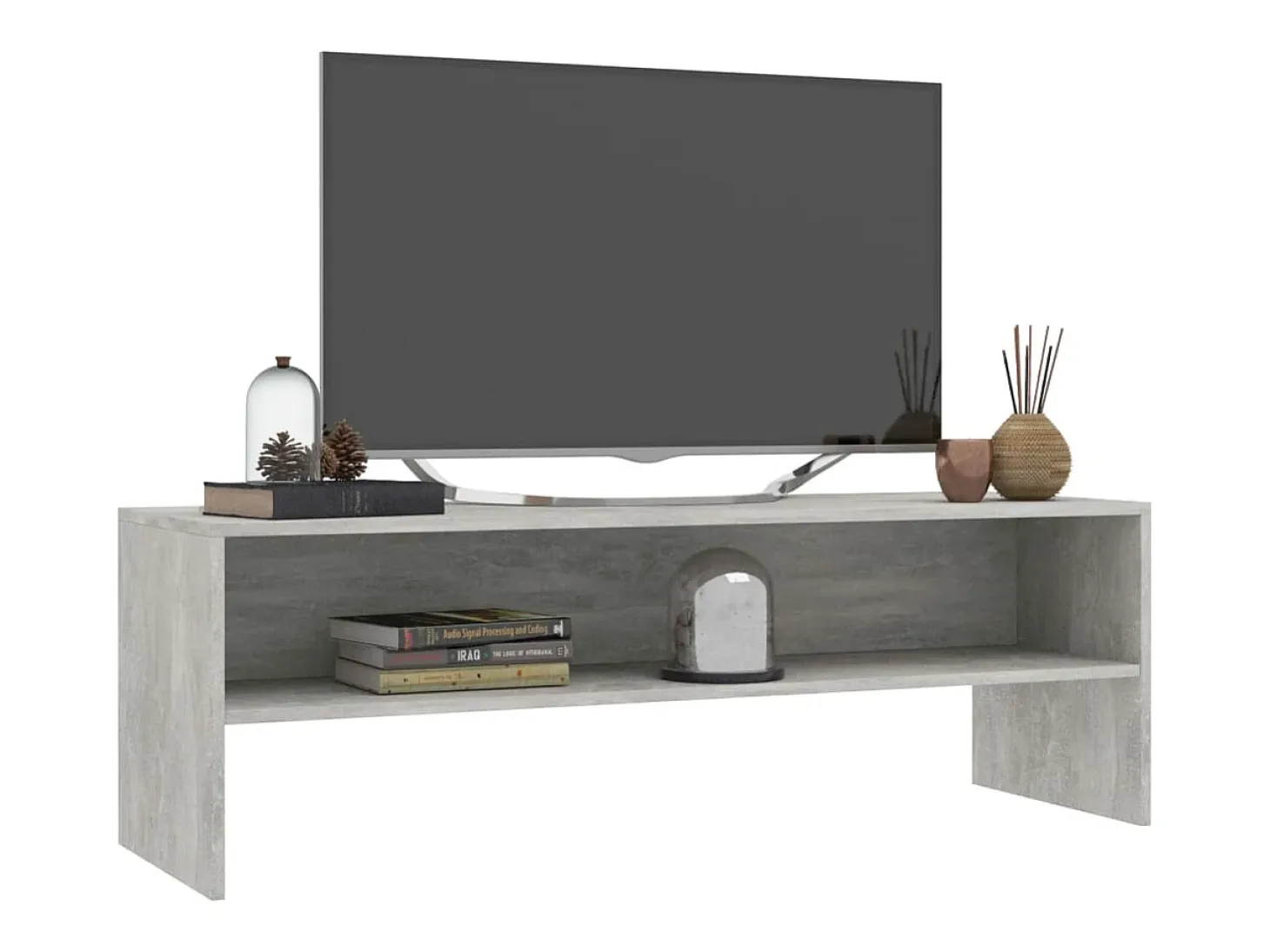 Kobe Mueble de TV madera contrachapada gris hormigón 120x40x40 cm