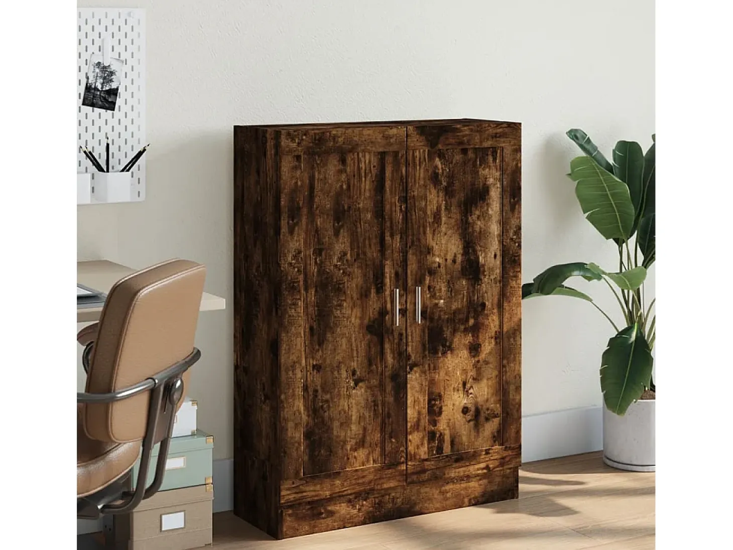 Krimpen aan den IJssel Armario libros madera de ingeniería roble humo 82,5x30,5x115 cm