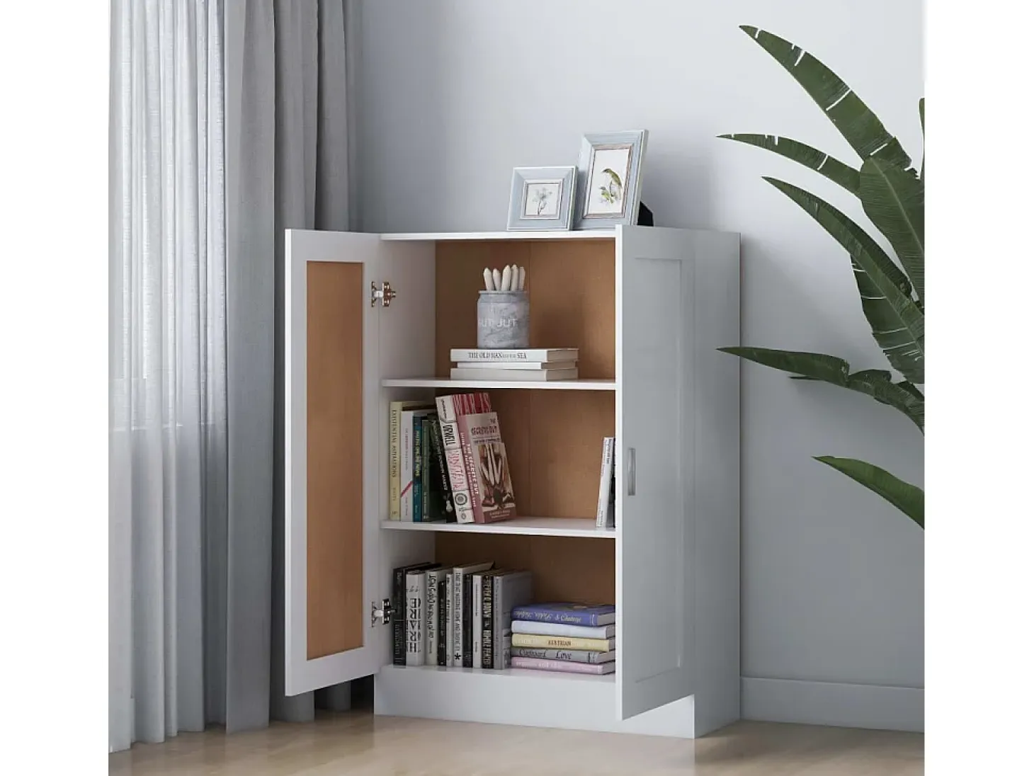 Krimpen aan den IJssel Armario de libros madera contrachapada blanco 82,5x30,5x115 cm