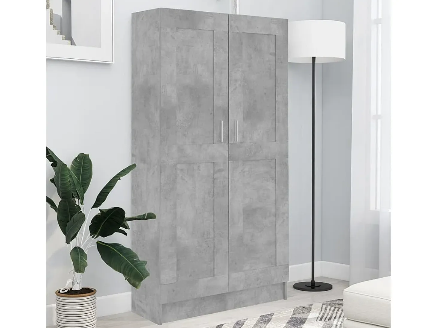 Krimpen aan den IJssel Armario de libros contrachapada gris hormigón 82,5x30,5x150cm
