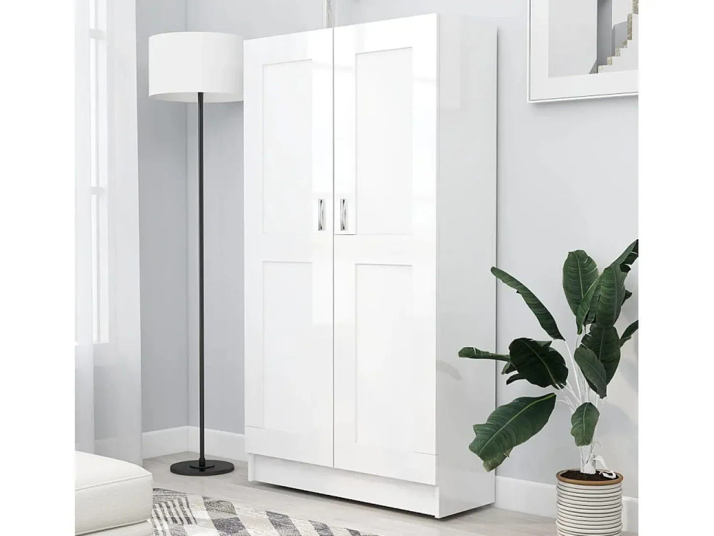 Krimpen aan den IJssel Estantería madera contrachapada blanco brillo 82,5x30,5x150 cm