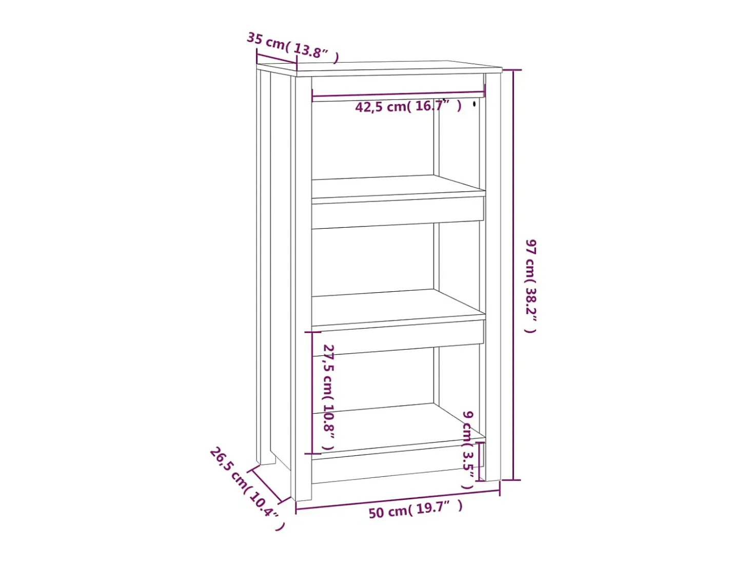 Laurens Estantería madera maciza de pino gris 50x35x97 cm