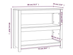 Laurens Estantería madera maciza de pino negra 80x35x68 cm