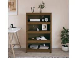 Laurens Estantería madera maciza de pino marrón miel 80x35x126 cm