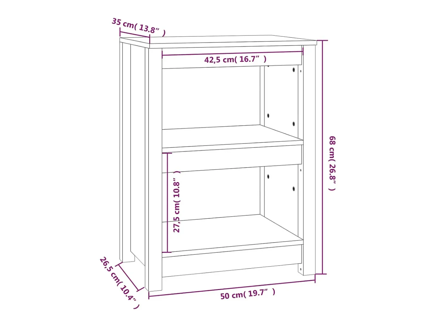 Laurens Estantería madera maciza de pino gris 50x35x68 cm