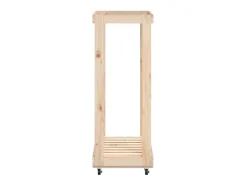 Leñero con ruedas madera maciza de pino 76,5x40x108 cm ES405012