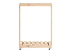 Leñero con ruedas madera maciza de pino 76,5x40x108 cm ES405012