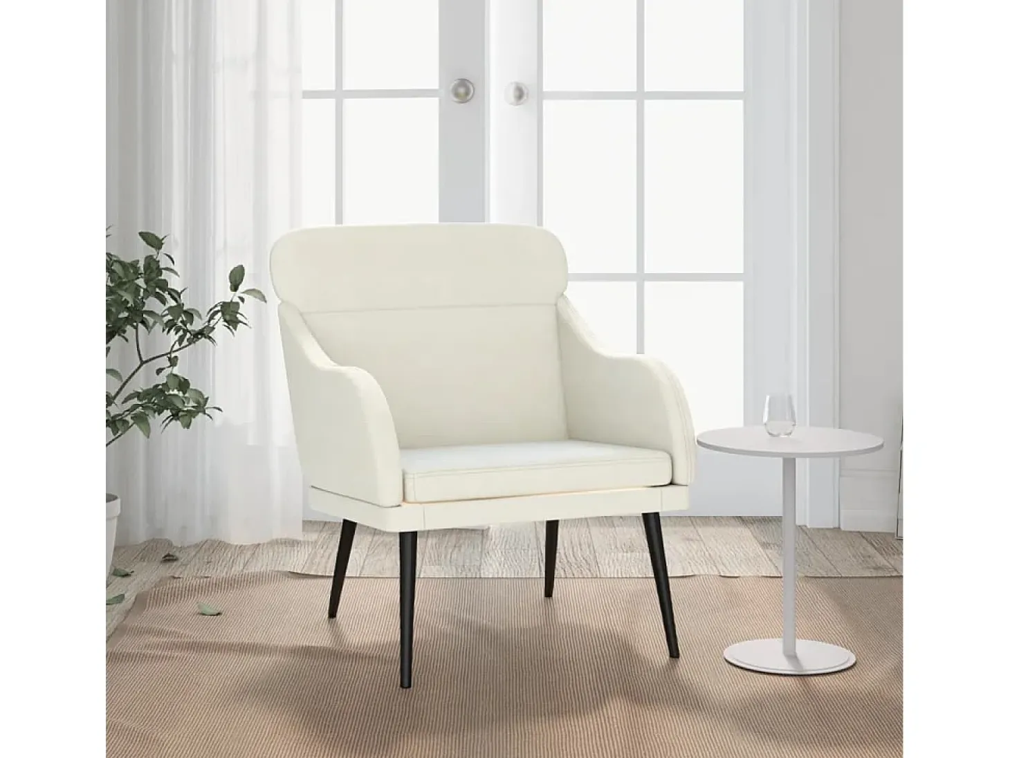 Leon Scott Sillón de terciopelo color crema 63x76x80 cm