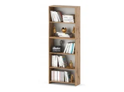 Librería - Estantería multifunción Roble Wotan 5 niveles 70X30x189cm - Para libros, juguetes y accesorios de oficina