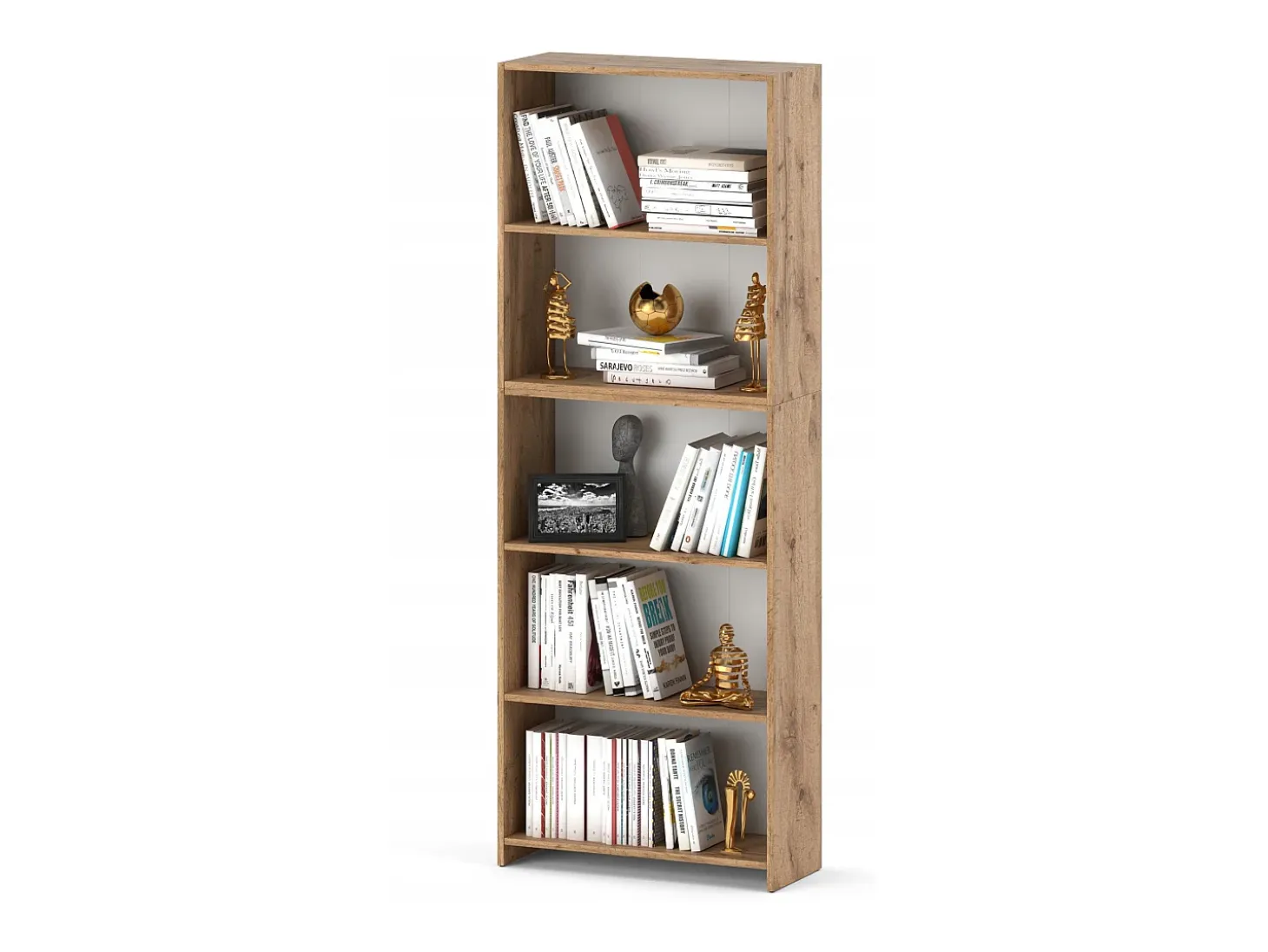 Librería - Estantería multifunción Roble Wotan 5 niveles 70X30x189cm - Para libros, juguetes y accesorios de oficina