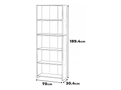 Librería - Estantería multifunción Roble Wotan 5 niveles 70X30x189cm - Para libros, juguetes y accesorios de oficina