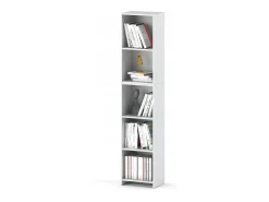 Librería - Estantería multifunción blanca 5 niveles 40X30x189cm - Para libros, juguetes y accesorios de oficina