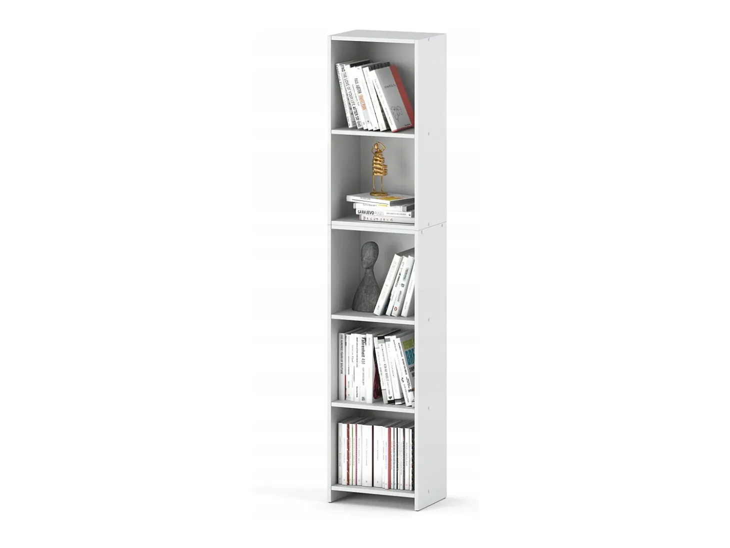 Librería - Estantería multifunción blanca 5 niveles 40X30x189cm - Para libros, juguetes y accesorios de oficina